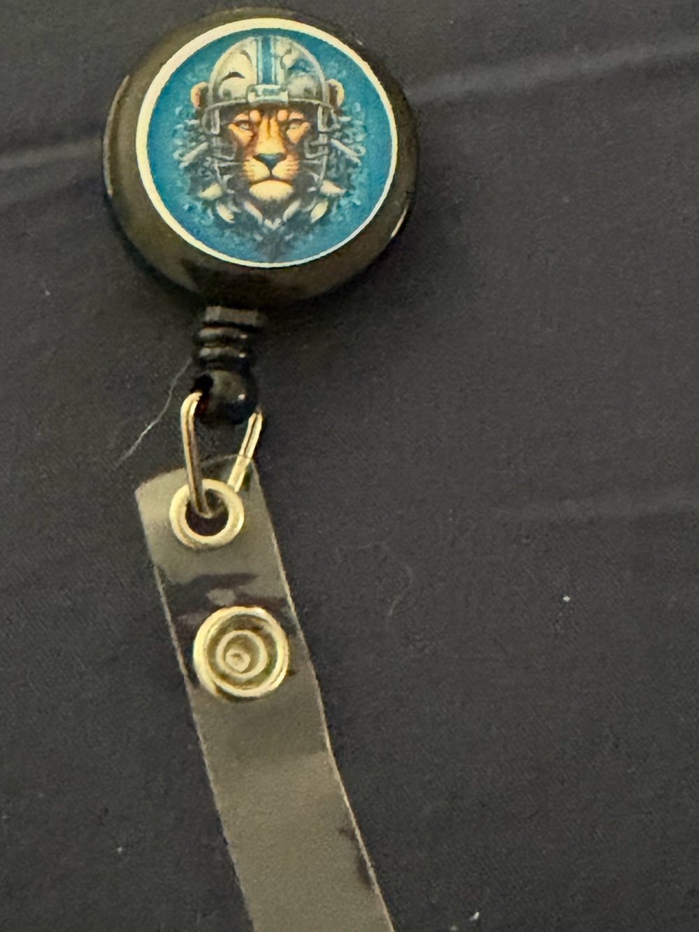 Retractable Lion Emblem Badge Reel – Blue/Black